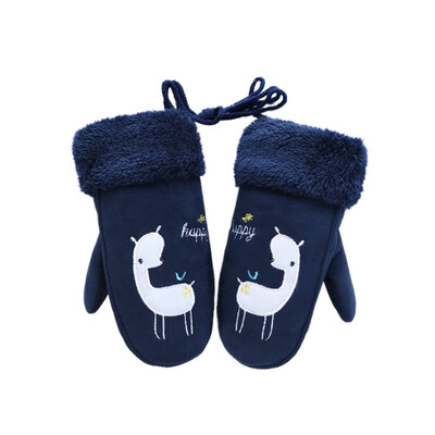 

Children Lovely Cartoon Bear Suede Leather Mittens BoysGirls Winter Plus Plush Thick Warm Print Sheep Sports Play Glove
