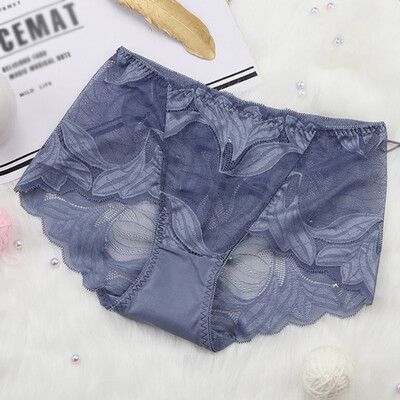 

Women Sexy Lace Underwear Floral Hollow Out Mid-Rise Perspective Underwear Seamless Brief