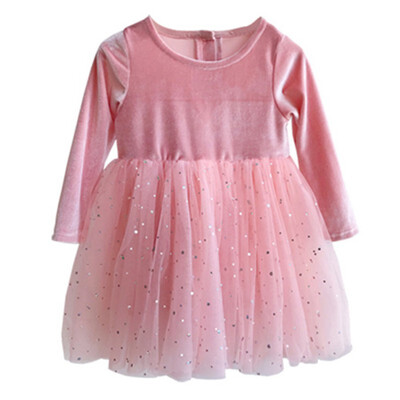 

Girls Starry Dress Princess Dress Mesh Girls Clothes Children Clothing Long Sleeve Autumn Girls Dresses
