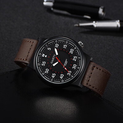 

〖Follure〗Men Business Fashion Leather Band Analog Quartz Round Wrist Watch Watches Black