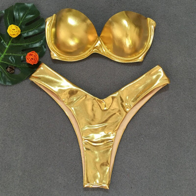 

Party Sexy Supplies Gold Bikini for Party Queen Swimming Pool Party Drop shipping fast shipping 2019 summer hot