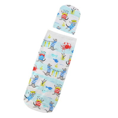

012Month Baby Sleeping Bag Floral Animal Print With Hats Set Newborn Anti-kick Sleeping Bags Knotted Cap New