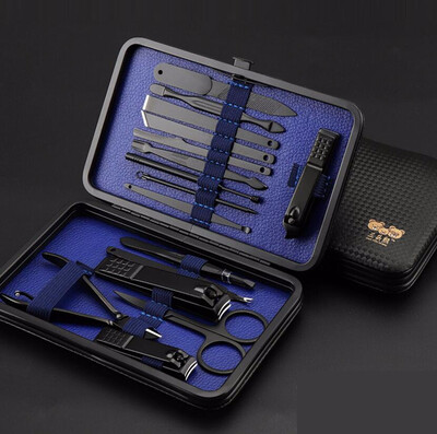 

OLOEY Stone Pattern Case1 set 16pcs Nail Clipper Kit Nail Care Set Pedicure Set Tools Nail clipper