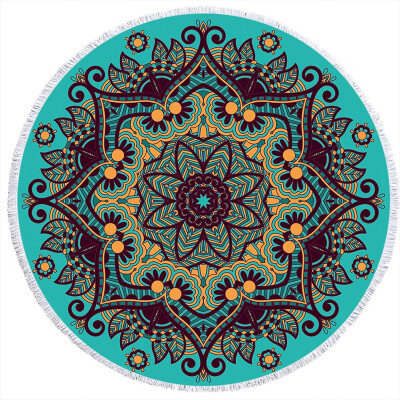 

European Style Retro Round Printed Beach Towel Microfiber Quick-dry Pool Cushion Portable Travel Towel Daily Supplies