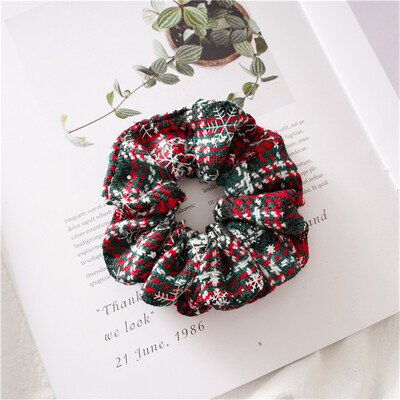 

Gobestart Pure Cotton Fabric Hairring Christmas Snowflake Stripe Hair Rope Multicoloured