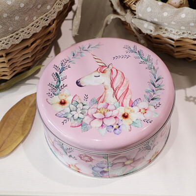 

Mini Unicorn Tin Trinket Jewelry Coin Box Storage Tinplate Case Gift Round