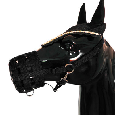 

3 Size Optional Easy Breathe Horse Mouth Cover Pony Nylon Grazing Muzzle with Halter Under Chin Head Collar Adjustable