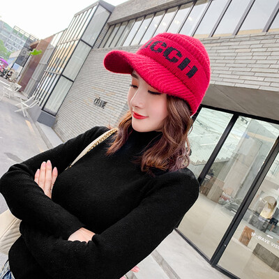 

Empty top woolen hat childrens winter net red personality fashion student Korean version versatile letter new knitting cap