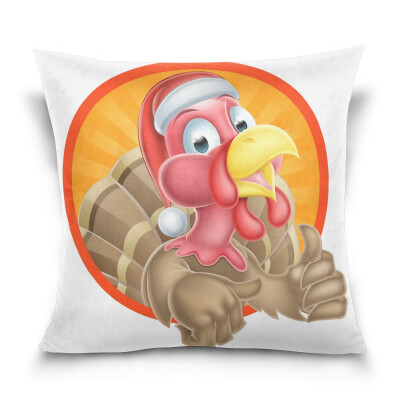 

ALAZA Thanksgiving Throw Pillow Cover 16 X 16 inch Cushion Cover with Turkey Santa Cartoon Printed Pillowcase