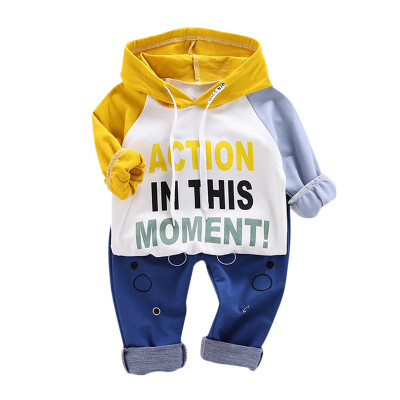 

Hot Baby Casual Clothing Autumn Spring Sweatshirt Sets Boys Girls Long Sleeve With Hoodie Letter Print Trousers Costume 1-6Y