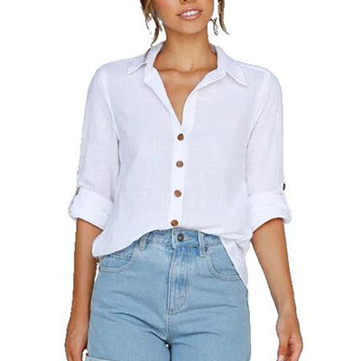 

Women Shirts 2019 Autumn New Fashion Collar Plus Size Blouse Long Sleeve Buttons White Shirt Women Casual Loose Tops