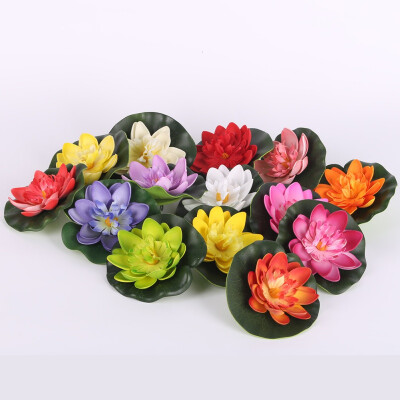 

5PCS Artificial Lotus Water Lily Floating Flowers with Leaves for Home Garden Pond Aquarium Wedding Holiday Party Garden Decor