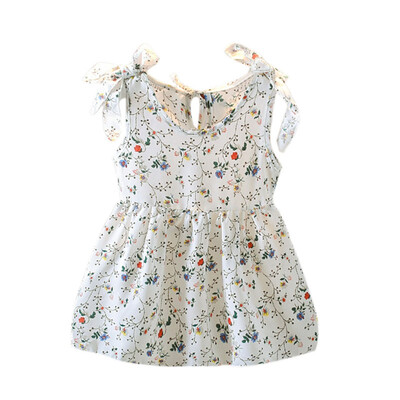 

Summer Kids Girl Casual Sleeveless Dress Floral Pattern Strap Dress Cotton Kids Toddler Pageant Sundress