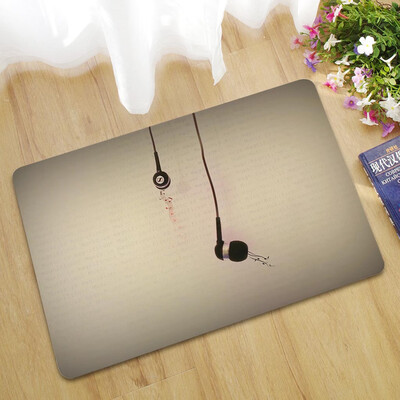 

Toponeto New Music Note Printing Flannel Bathroom Area Rugs Kitchen Carpet Door Mat