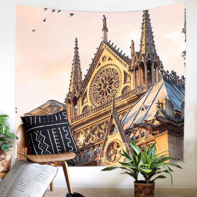 

Gobestart Colorful Print Tapestry Art Room Notre Dame Wall Hanging Tapestry Art Nature