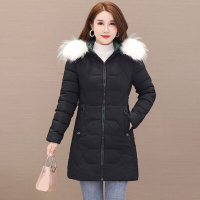 

Tailored Fashion Women Outerwear Long Sleeve Zipper Tops Hooded Button Cotton-padded Coat
