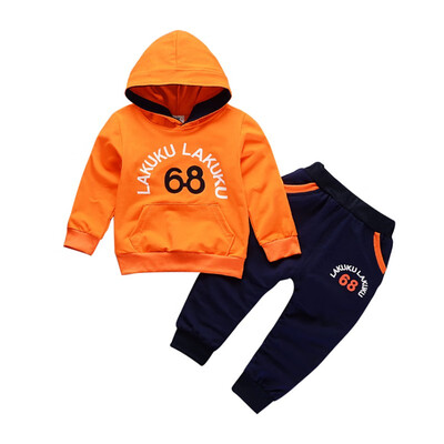 

Autumn Childrens Long Sleeve Clothes Set Baby Boy Girl 68 Letters Casual Hooded Sweater Two-Piece Fashion Childrens Clothing