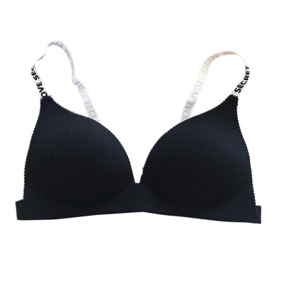 

Letter Shoulder Non-adjusted Straps Palm Cup Gather Bra Womens Sexy Integrated Bra No Steel Solid Color Ring Push Up Bra 2019