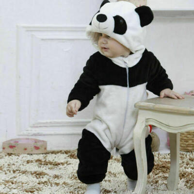 

Halloween Panda Cosplay Kids Baby Boys Girls Hooded Rompers Outfits Clothes Cute