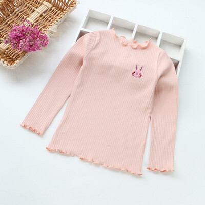 

Toddler Girl T-shirt Autumn Long Sleeve Rabbit Cat Letter Embroidery T-shirt Tops Cotton Casual Blouse Outfits