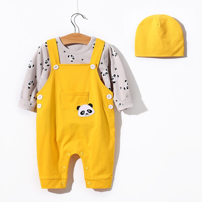 

Newborn 3pcs Casual Set Autumn Newborn Baby Boy Girl Casual Outfits Long Sleeve Cotton O-neck TopsCartoon Print Pants Hat Set
