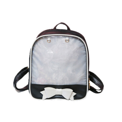 

Female High School Student Fashion Cute Transparent Bow Backpack Children Candy Color Bag