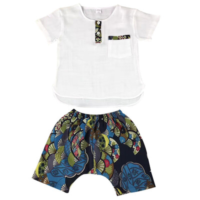 

95 Toddler Kids Baby Boy Clothes Sets Ethnic Style Children Chinese Clothing Tang Suit Summer Short-Sleeved Pants Suit 2-6Y