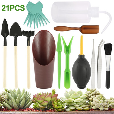 

21 Pcs Succulent Transplanting Tools Kit Miniature Planting Gardening Tool Set Mini Garden Tools Set
