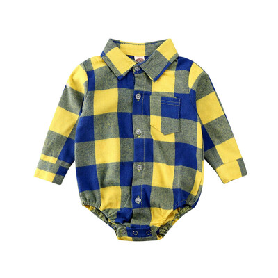 

Newborn Baby Girl Boy Christmas Costume Plaid Romper Jumpsuit Clothes Outfits