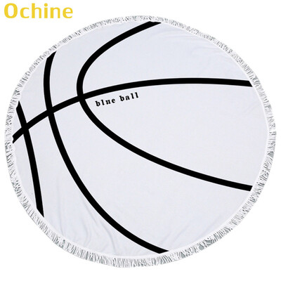

150cm Summer Swimming Bath Towel Ball Pattern Round Microfiber Fringed Beach Towel Mat Carpet Blanket