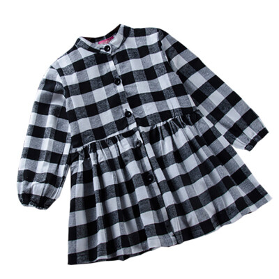 

Autumn Children Girl Casual Plaid Pattern Tutu Dress Toddler Long Sleeve Cotton Dress Kid Clothes Causal