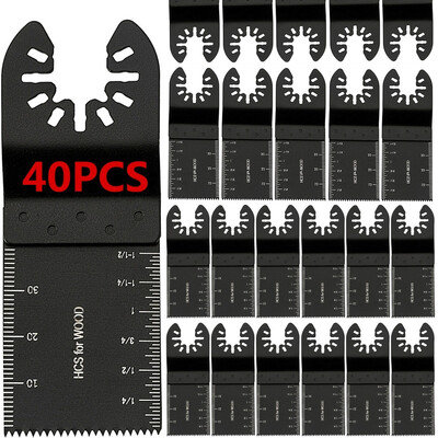 

10203040PCS 34mm Carbon Steel Cutter Saw Blades Bi-metal Straight Wood Oscillating Multitool Power Tool Kit