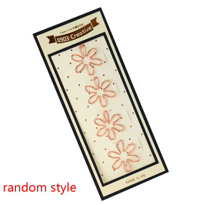 

4pcs Shape Random Rose Golden Students Paper Clip Bookmarks Office Documents Clip DIY Supplies
