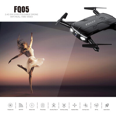 

FQ777 FQ05 24G 4CH 20MP HD Camera WiFi FPV RC Foldable Quadcopter Selfie Drone RTF