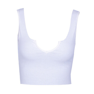 

Women Fashion Solid Color Sexy Summer Vest White Knitting Top Ladies Sleeveless Crop Tops Female Casual Tank Tops Clothing