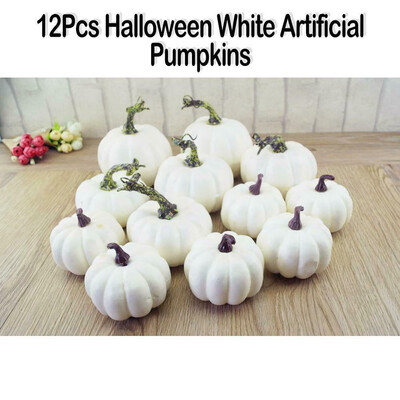 

Siaonvr 1 set Halloween Harves White Artificial Pumpkins Fall Thanksgiving Decor
