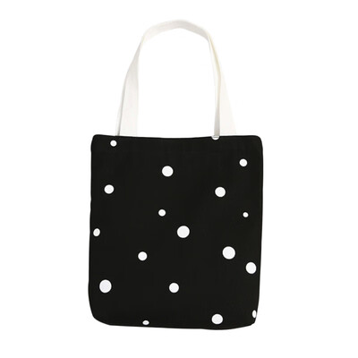 

Womens canvas handbag ladies casual wave point shoulder bag foldable shopping bag beach bag cotton cloth handbag