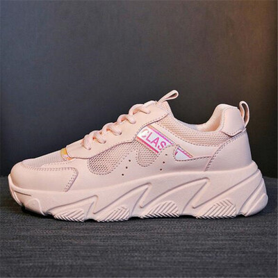 

2019 New Womens Chunky Sneakers Fashion Women Platform Shoes Lace Up White Vulcanize Shoes Womens Female Trainers Dad Shoes W01