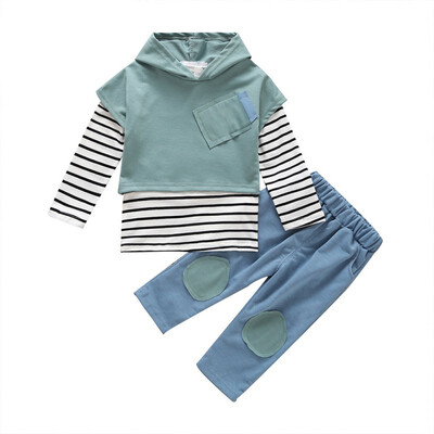 

New Autumn Casual Baby Clothes Set Long Sleeve Top And Outerwear And Trousers Kit Kid Three-piece Outfit Set