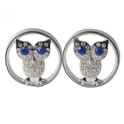 

1 Pc Owl Crystal Stainless Steel Ear Gauges Flesh Tunnels Plugs Stretchers Expander