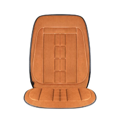 

Car Electric Heating Seat Pad Vehicle Universal 12V Cushion Office Winter Keeping Warm Rhombus Double Seat Brown