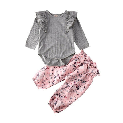 

Newborn Baby Girl Clothes Jumpsuit Romper Floral Long Pants Legging Outfits