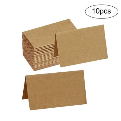 

Hot 10Pcs Foldover Cards Business Card Holder Folded Kraft Paper Card Decoration Ornaments Metal Crafts Notes Folder Home Decor