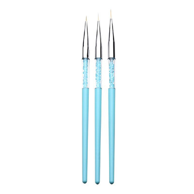 

3PCS Professional Nail Liner Pen with Rhinestones Handle for Drawing Details Blending Lines Stripes Nail Tool Kit