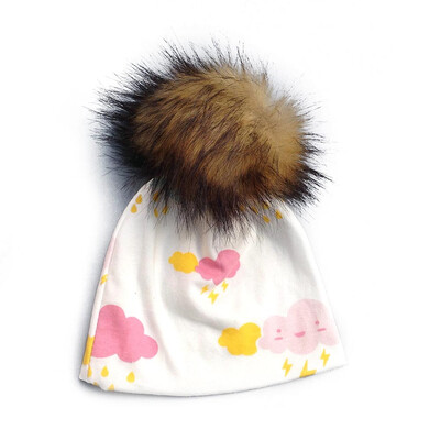 

Newborn Baby Fur Ball Hat Children Warm Cap For Girls Boys Infant Toddler Skull Beanie