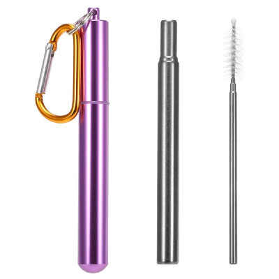 

Portable Collapsible Telescopic Stainless Steel Straw Reusable Drinking Straw Tube with Cleaning Brush&Storage Tube for Campin