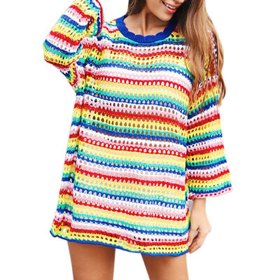 

2019 Autumn And Winter Hollow Sweater New Color Velvet Striped Lazy Style Loose Sweater Color
