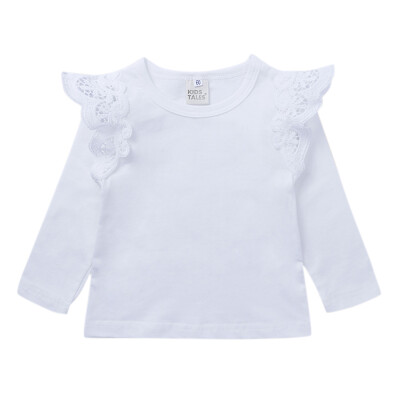 

Utumn Baby Girls Long Sleeve Lace T-Shirts Kids Girls Solid Color Tops Tees Casual Blouse 3month-3years