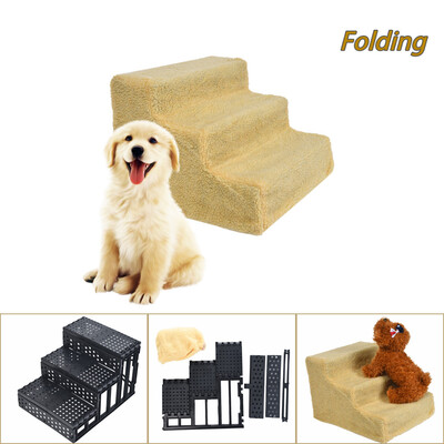 

Gobestart Pet Stairs 3 Step Pets Ramp Cat Dog Ladder With Washable Cover