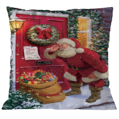 

Tailored Merry Christmas Pillow Cases Linen Sofa Cushion Cover Home Decor Pillow Core